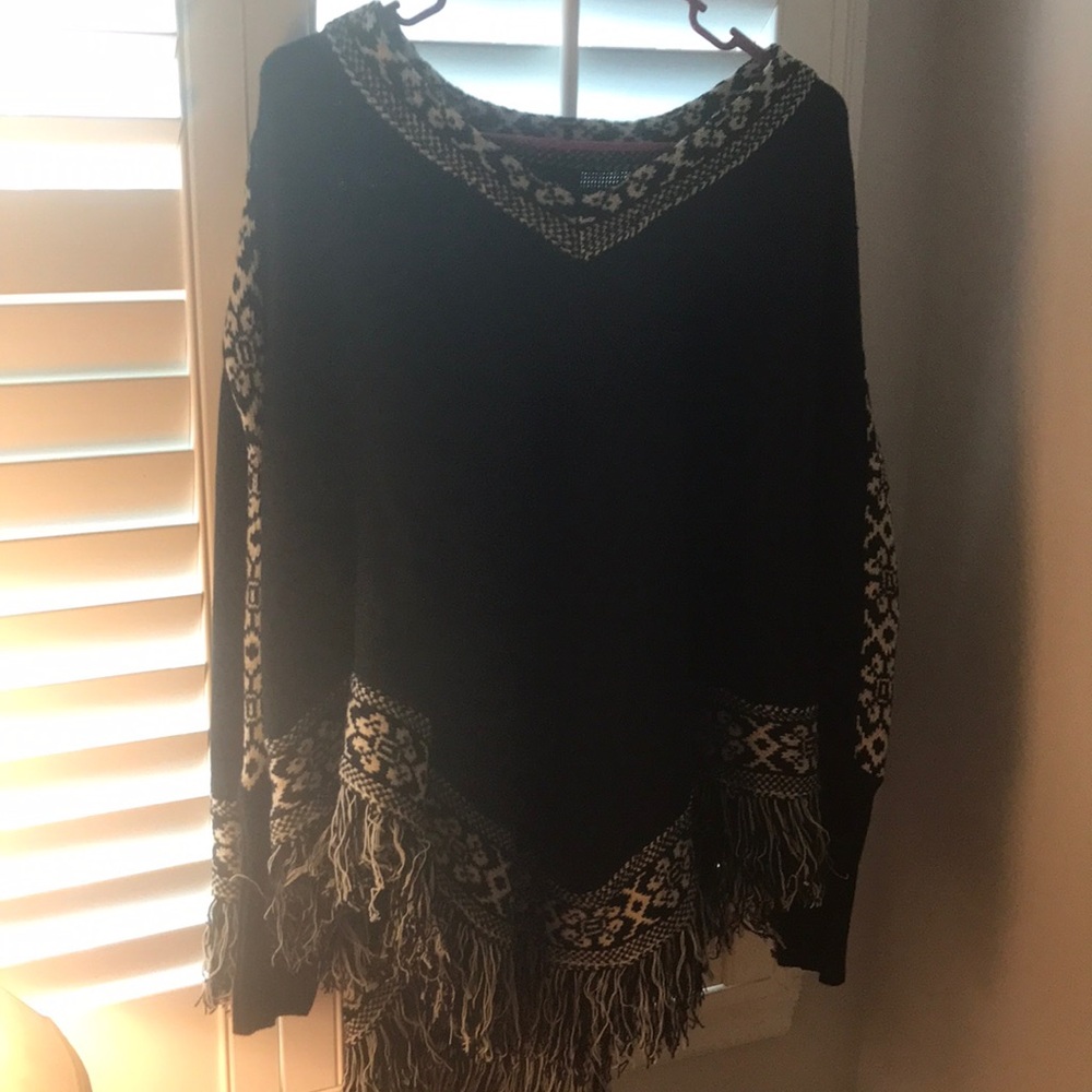 Black and white poncho